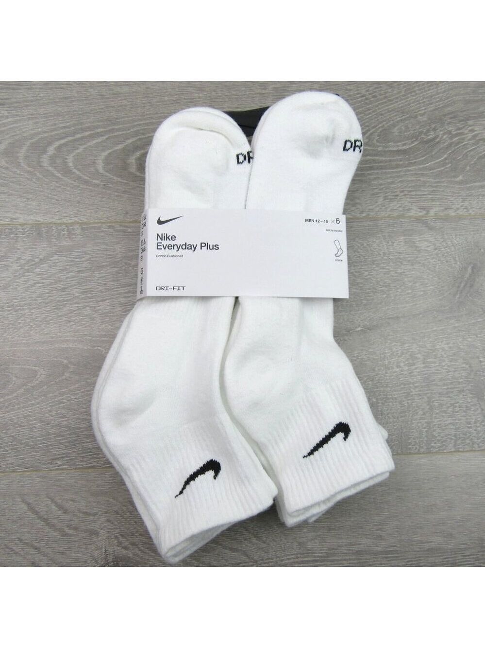 Nike Everyday Plus Ankle Socks 6 Pack Mens Size XL 12-15 White NEW - Picture 2 of 11